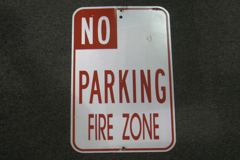 Sign-No Parking Fire Zone red/wht metal 18x12, stock number S-1631