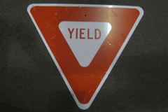 Sign-Yield, triangular, red/wht metal 27" x 27", stock number S-1635