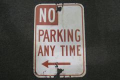 Sign-No parking anytime, w/left arrow red/wht metal 12x18, stock number S-1637