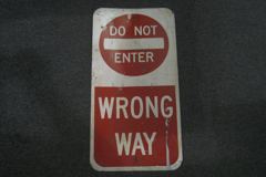 Sign-Do Not Enter/ Wrong Way, red/wht 12x24 metal, stock number S-1639