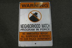 Sign-Warning Neighborhood Watch Prog. Enforced..., blk/org/wht metal, stock number S-1645