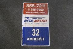 Sign-NFTA Metro Serving The Niagara Region 32 Amherst. 12x21 metal, stock number S-1650