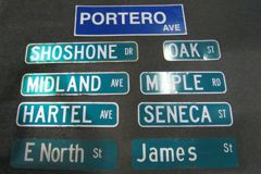Sign-Street Sign, green/white, metal (SPECIFY STREET NAME AND SIZE), stock number S-1651