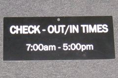 Sign-Check-Out/In Times, stock number S-1681