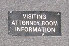 Sign-Visiting Attorney Room Information, blk/wht, 8"w x 4"t, stock number S-1694