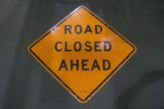Sign-Road Closed Ahead, orange/blk, metal, 36" x 36", stock number S-1714