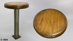 Stool, wood seat, w/ metal post and floor mount bracket, 11" diameter, stock number S-1804