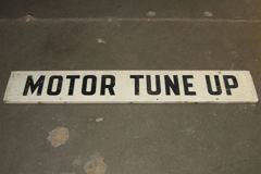 Sign-Motor Tune Up, black on white, metal, 58"w x 9"t, stock number S-1816