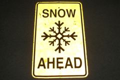 Sign-Snow Ahead, yellow/blk, metal, 18"w x 30"t, stock number S-1859