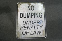 Sign-No Dumping Under Penalty Of Law, black/white, metal, 18"w x 24"t, stock number S-1863