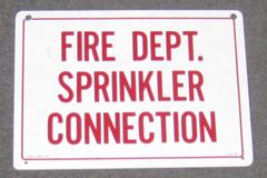 Sign-Fire Dept Sprinkler Connection, red/white, 14"x10"., stock number S-1943