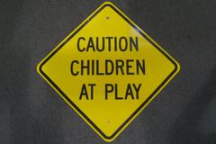 Sign-Caution Children At Play, yellow/blk metal, 24"x24", stock number S-2003