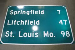 Sign-Springfield 7/ Litchfield 47 / St. Louis 98, green, freeway, stock number S-2016