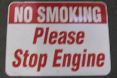 Sign-No Smoking Stop Engine, red/white 2'x18", metal, 2-sided., stock number S-2035
