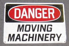 Sign-Danger Moving Machinery, red/blk/wht, metal, 14"w x 10"t, stock number S-2068