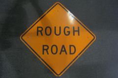 Sign-Rough Road, org/blk, plastic, 41"w x 41"t (30"x30" square), stock number S-2089