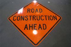 Sign-Road Construction Ahead, org/blk, metal, reflective, 65"w x 65"t, stock number S-2091