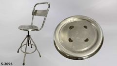 Stool, chrome, w/ backrest, 14"dia seat, seat is adjustable 22"t to, stock number S-2095