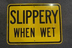 Sign-Slippery When Wet, ylw/blk, 24"w x 18"t, metal, stock number S-2106