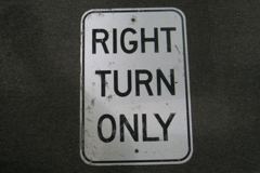 Sign-Right Turn Only, blk/wht, metal, 12"w x 18"t, stock number S-2120