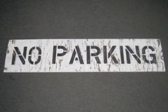 Sign-No Parking, wht/blk, wooden, 48"w x 11"t, stock number S-2151