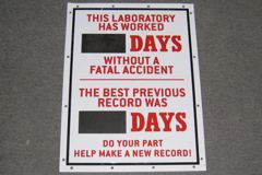 Sign-This Laboratory Has Worked _ Days Without A Fatal Accident, stock number S-2169