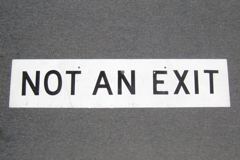 Sign-Not An Exit, blk/wht, metal, 26"w x 6"t, stock number S-2182