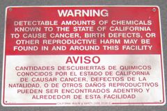 Sign-Warning Detectable Amounts Of Chemicals Known To The State Of, stock number S-2208