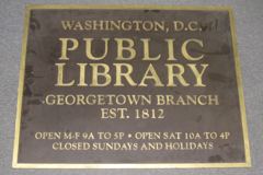 Sign-Washington D.C. Public Library Georgetown Branch Est. 1812, stock number S-2228