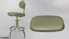 Stool, metal frame, 17"w x 16"d green vinyl seat/back, swivel, 27"t, stock number S-2243g