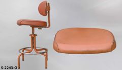 Stool, metal frame, 17"w x 16"d orange vinyl seat/back, swivel, 27"t, stock number S-2243o