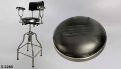 Stool, stainless steel, 14"dia black padded seat & back, w/ arms, not, stock number S-2265