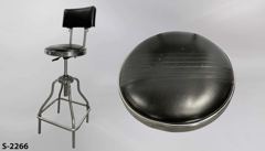 Stool, stainless steel, 14" black padded seat & back, adjustable 28"t, stock number S-2266