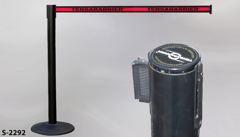 Stanchion, 38"t black post & 13"diam. black metal base, w/ 94" long, stock number S-2292