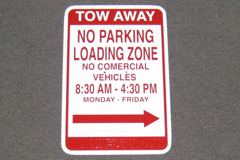 Sign-Tow Away No Parking Loading Zone No Commercial, stock number S-2294
