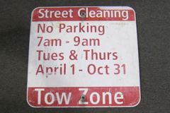 Sign-Street Cleaning No Parking, 7AM - 9AM Tues & Thurs, April 1, stock number S-2301