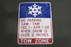 Sign-Snowflake Symbol - No Parking 3AM-7AM Dec 1 - Apr 1 Or When Snow, stock number S-2307