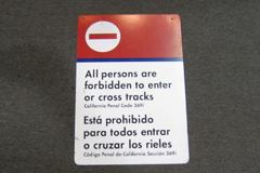 Sign-Do Not Enter Or Cross Tracks, red/wht metal, 12"x18", stock number S-2314