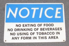 Sign-Notice-No Eating/Drinking/Smoking, stock number S-2316