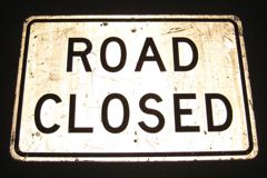 Sign-Road Closed, wht/blk, metal, 36"w x 24"t, stock number S-2321