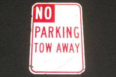 Sign-No Parking Tow Away, white/red, 12"w x 18"t, stock number S-2323