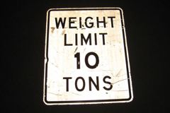 Sign-Weight Limit 10 Tons, white/black, 24"w x 30"t, stock number S-2327