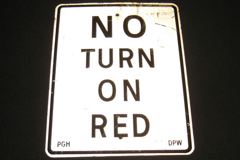 Sign-No Turn On Red, white/black, 24"w x 30"t, stock number S-2332