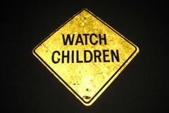 Sign-Watch Children, yellow/black 30"x30", stock number S-2334
