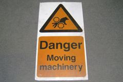 Sign-Danger Moving Machinery, w/ international symbol, stock number S-2352
