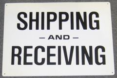 Sign-Shipping & Receiving, blk/wht, plastic 14"w x 10"t, stock number S-2400