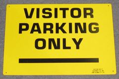 Sign-Visitor Parking Only, plastic, ylw/blk, 10"x14", stock number S-2403
