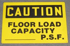 Sign-Caution Floor Load Capacity plastic ylw/blk 14"w x 10"t, stock number S-2406