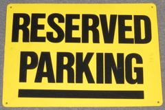 Sign-Reserved Parking, plastic, ylw/blk, 10"x14", stock number S-2424