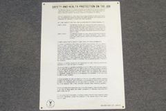 Sign-Safety + Health Protection On Job, plastic, wht/blk, 10"w x 14"t, stock number S-2426